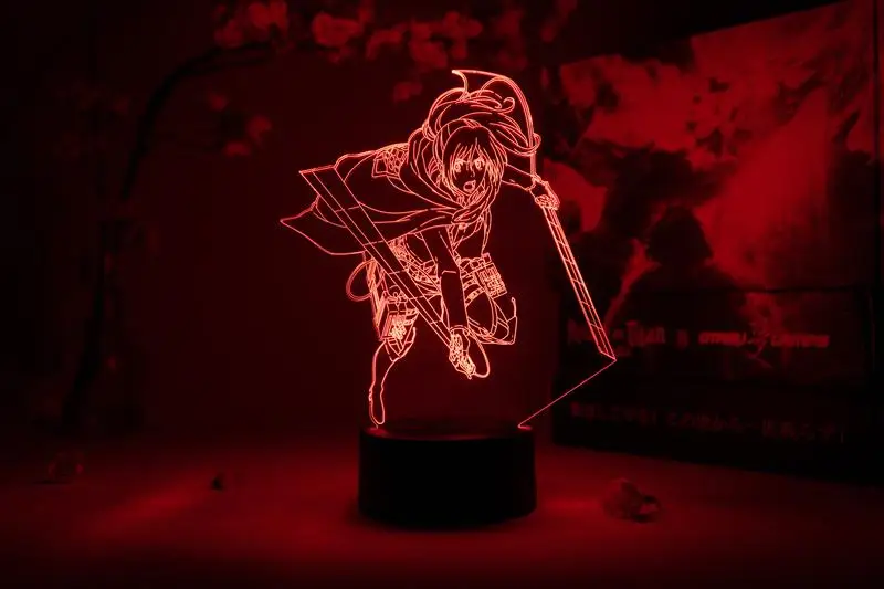 

Anime Attack on Titan Figure Sasha Braus LED Lamp for Kid Birthday Gift Light Bedroom Decor Manga Attack on Titan 3D Light