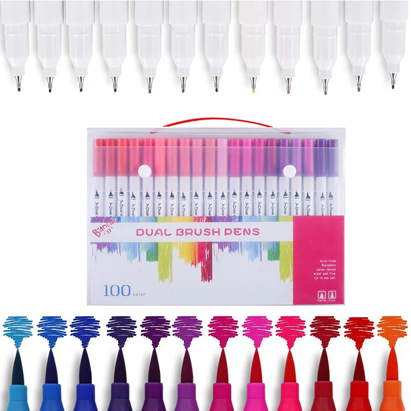 Студенческая книга Ручная надпись водяной цвет двойная кисть ручка маркер художественные принадлежности