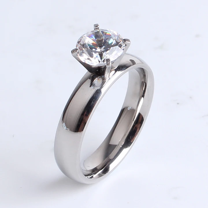 

Свадебные кольца 4 мм Серебристые Гладкие большие циркониевые кольца из нержавеющей стали 316l для женщин оптом