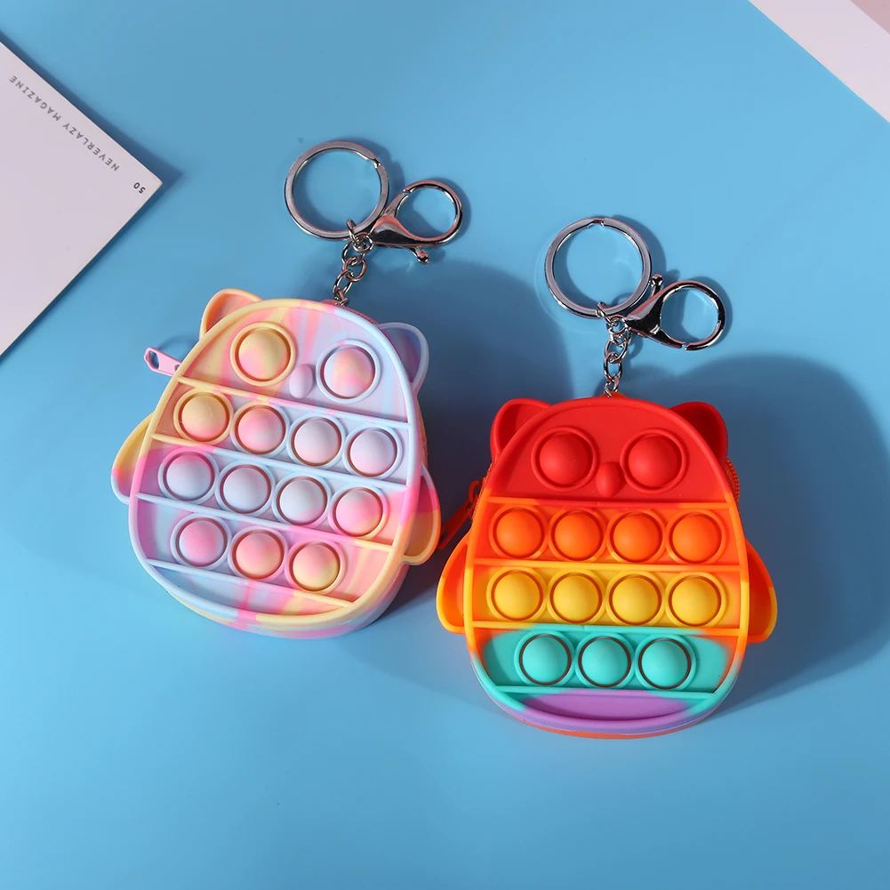 

Сумка для хранения в форме совы, пузырьковая игрушка для пальцев, силиконовая специальная игрушка для борьбы с аутизмом и стрессом, игрушки-...