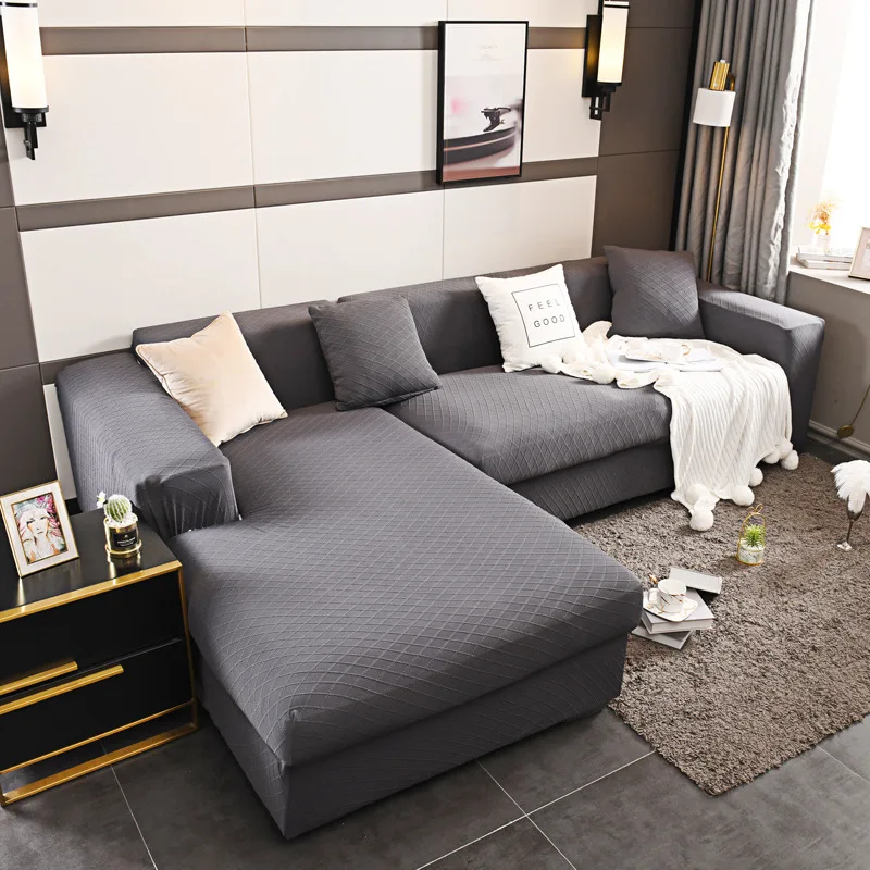 Solid Color Sofa Covers For Living Room Slip-resistant Cover Stretch L-shaped Case 1/2/3/4 Seater Couch | Дом и сад