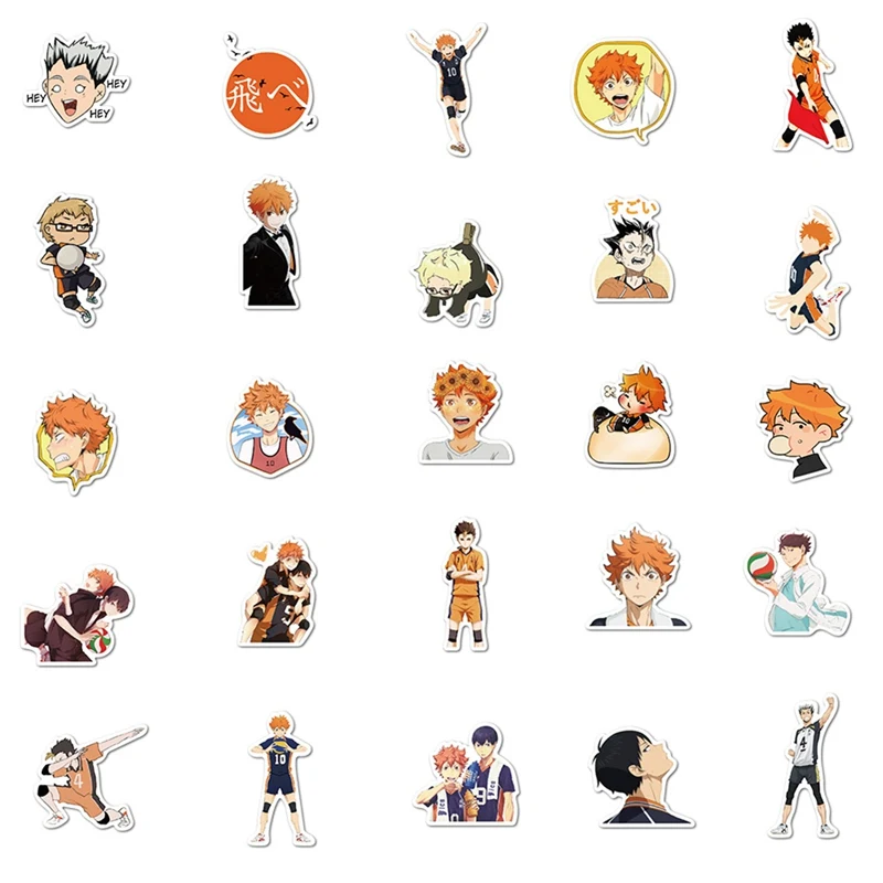 

50pcs/Pack Anime Haikyuu Stickers Waterproof PVC Skateboard Laptop Guitar Luggage Vsco Cool Graffiti Sticker Kids Toys