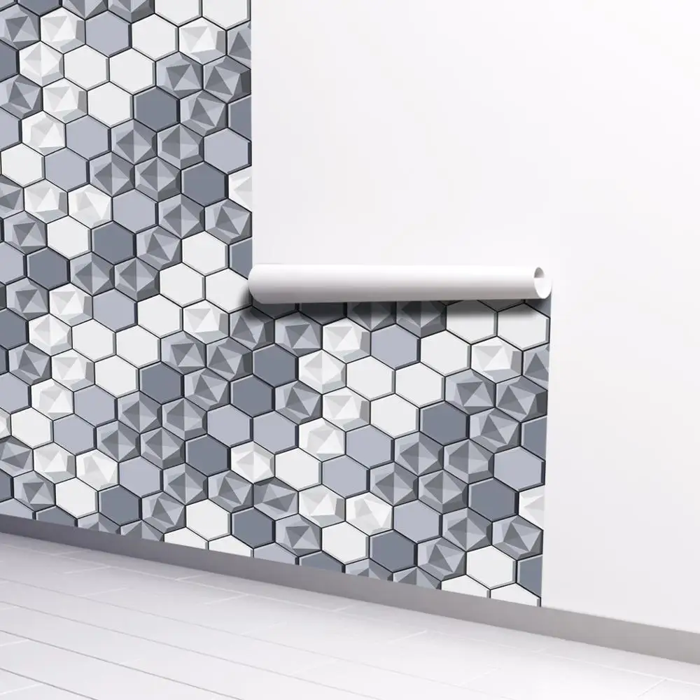 

Новинка 2020 г. Выпущенные утолщенные водонепроницаемые самоклеящиеся обои с шестигранным узором для украшения комнаты и обновления мебели