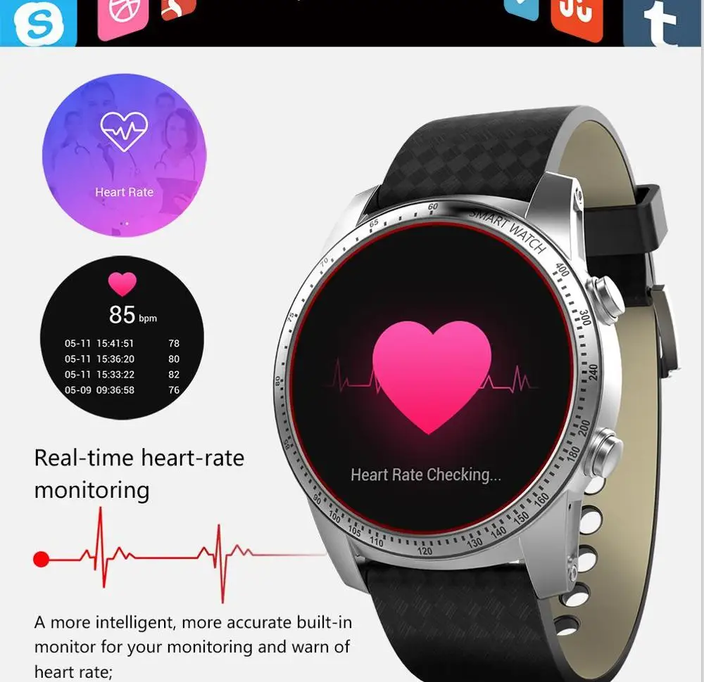 KW99 3G Smartwatch Phone Android 5.1 MTK6580 Quad Core 16GB ROM Heart Rate Monitor Pedometer GPS Anti-lost Smart Watch PK KW88 |