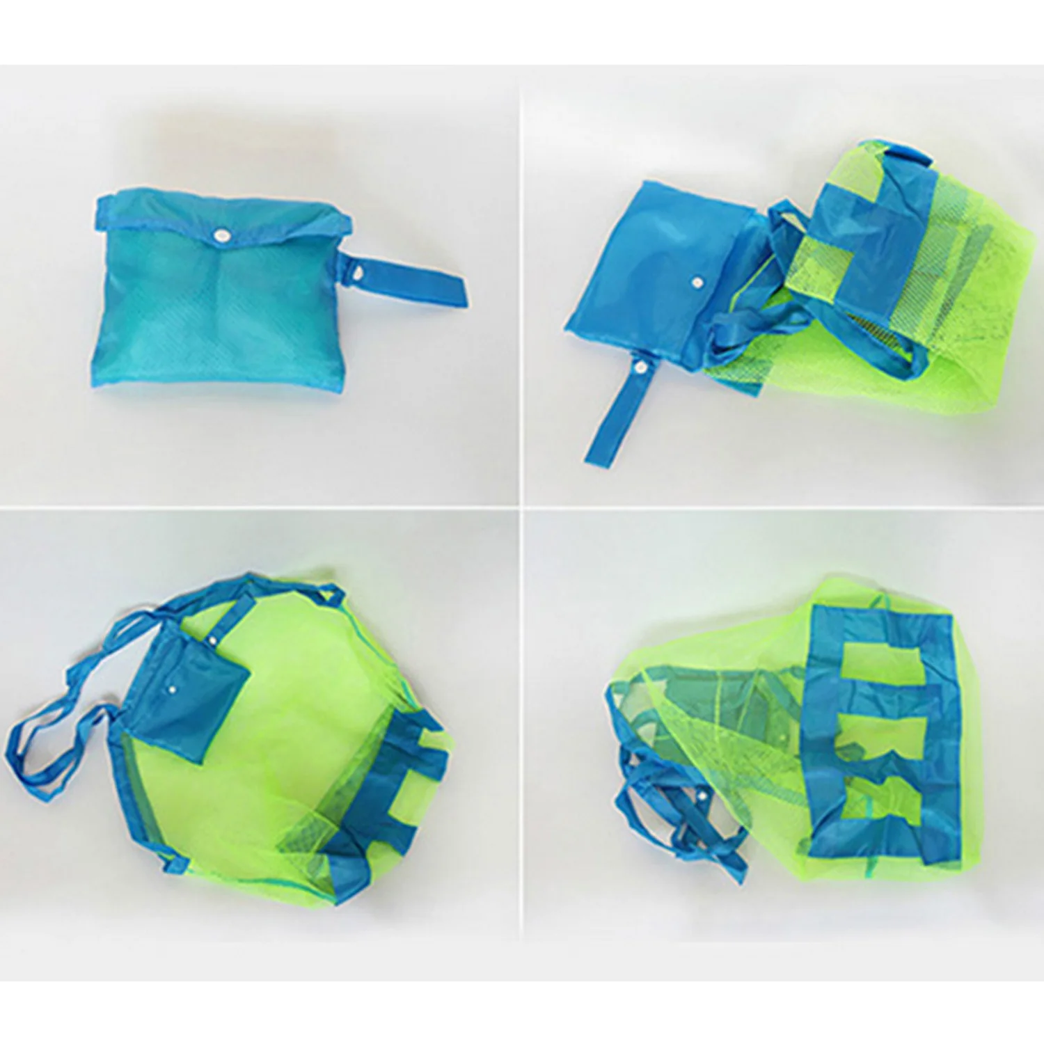 2Pcs Beach Bath Creative Toys Portable Reusable Foldable Mesh Tote Bags Toy Kids Towels Shell Pool Swimsuits Basket Storage Gift | Игрушки и