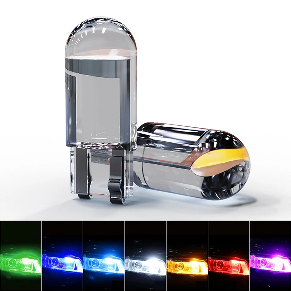 

10/20/30pcs Acrylic Shell Original 1SMD COB T10 W5W 194 168 LED Car Bulb Green Red Blue Amber License Plate Lamp 12V Dome Light