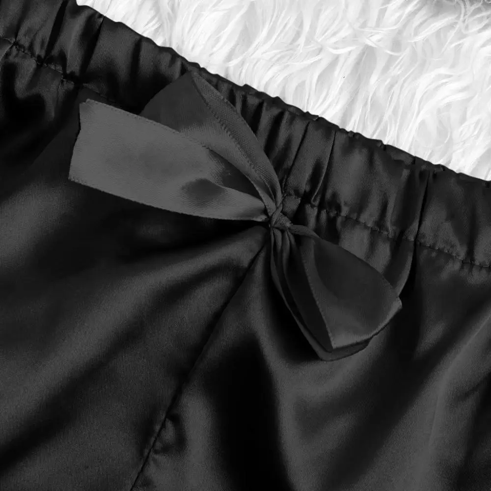 Комплект сексуального белья женская летняя Пижама атласная кружевная ночная