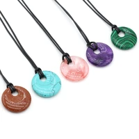 exquisite big hole beads necklace natrual agates stone pendant necklace for women jewerly making diy party gift 30x30mm