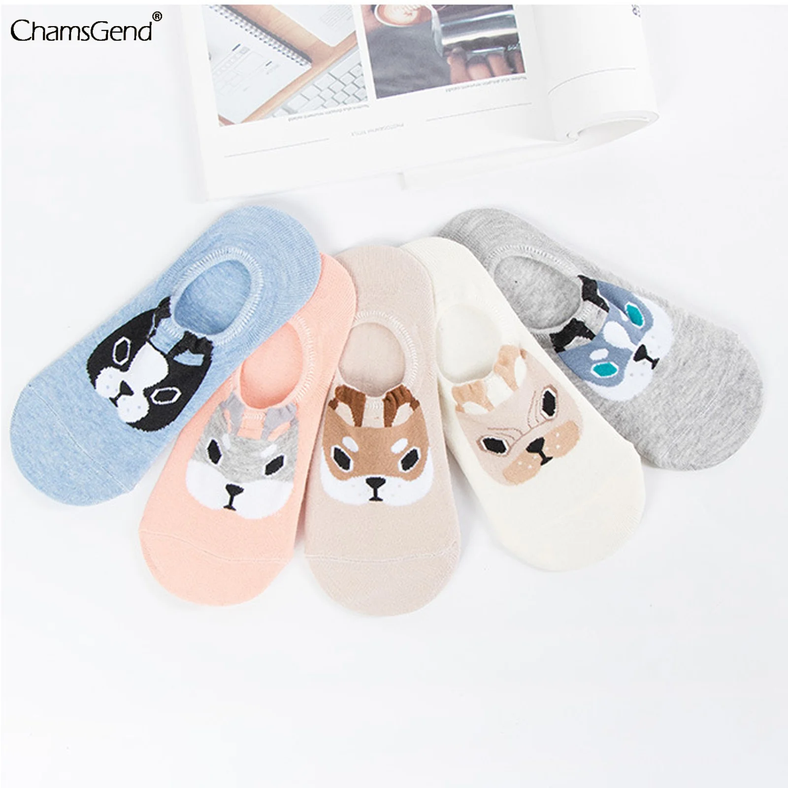 

Носки женские короткие с вышивкой, 5 пар