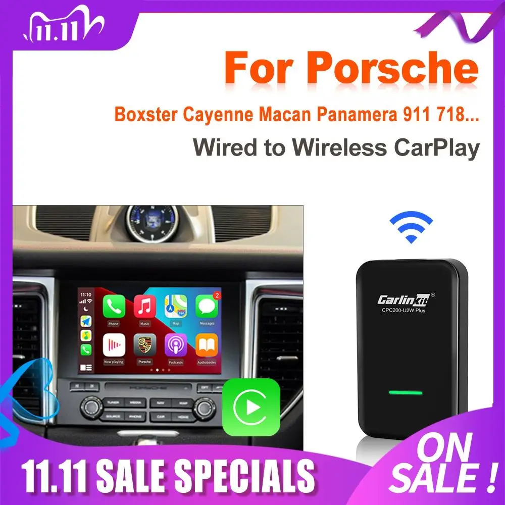 

Carlinkit 3.0 Wireless CarPlay Adapter for Porsche 718 911 Panamera Macan Cayenne Taycan Plug and Play Auto connect Dongle IOS14