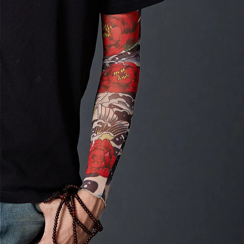 

2PCS Packing 3D Print Fake Tattoo Sleeves Men Women Summer UV Sun Protection Cool Cycling Sleeves Arm Protection Ridding Sleeves