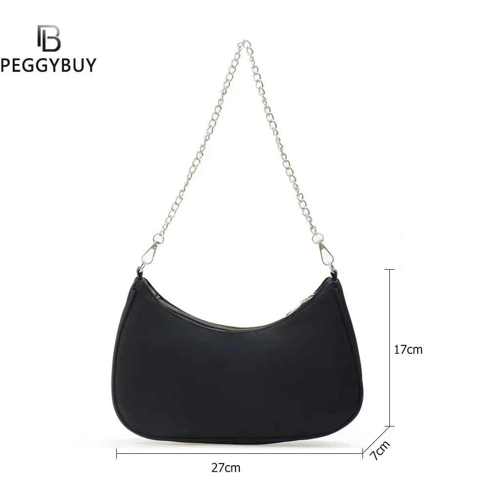 

Fashion Solid Color Ladies Armpit Bag Retro Nylon Female Hobos Handbag Totes Vintage Design Women Casual Shoulder Bag Clutch