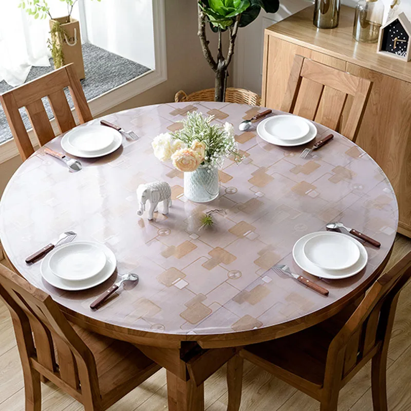

HAZY 1.5mm Transparent PVC Tablecloth Waterproof Round PVC Table Cloths for Kitchen Table Cover Protect the Desktop Table Mat
