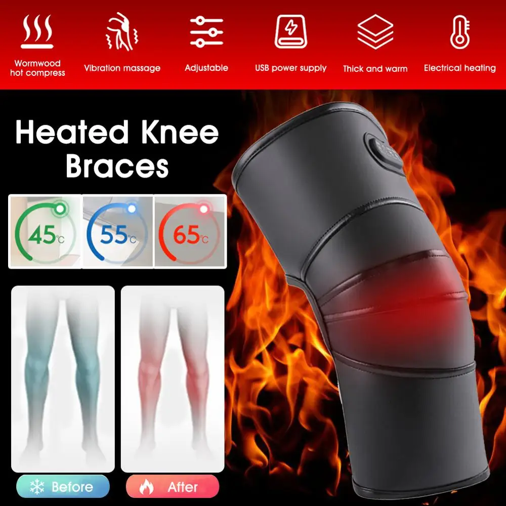 

Heating Knee Pads Knee Brace Support Pads Thermal Heat Therapy Wrap Hot Compress Knee Massager for Cramps Arthritis Pain Relief