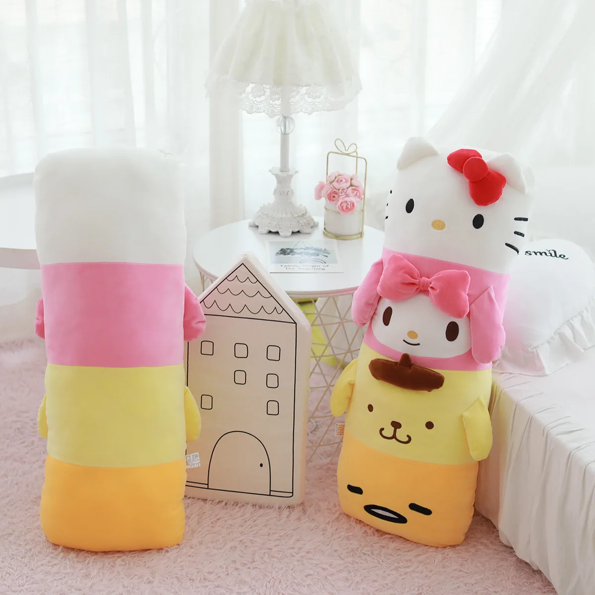 

Kawaii Cinnamorol Round Stuffed Doll Plush Toy Pillow Melods Dog Cat Home Decoration Give Girls Kid Gifts