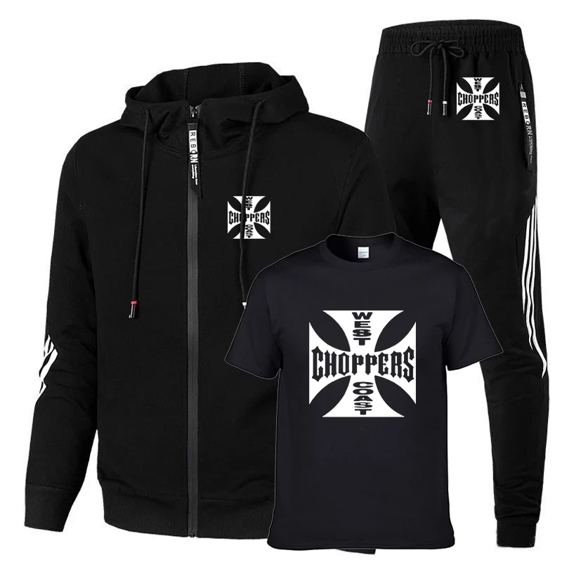 

High quality Spring Autumn cottonCasual Men's jackets West Coast Print Men's jacket + sweater + pants three-piece