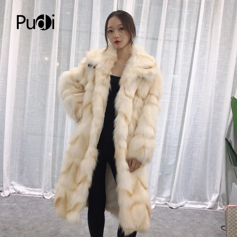 Pudi TX223906 Женская Классическая теплая зимняя натуральным лисьим мехом куртка, пальто Модные женские натуральная меховая шуба, верхняя одежда