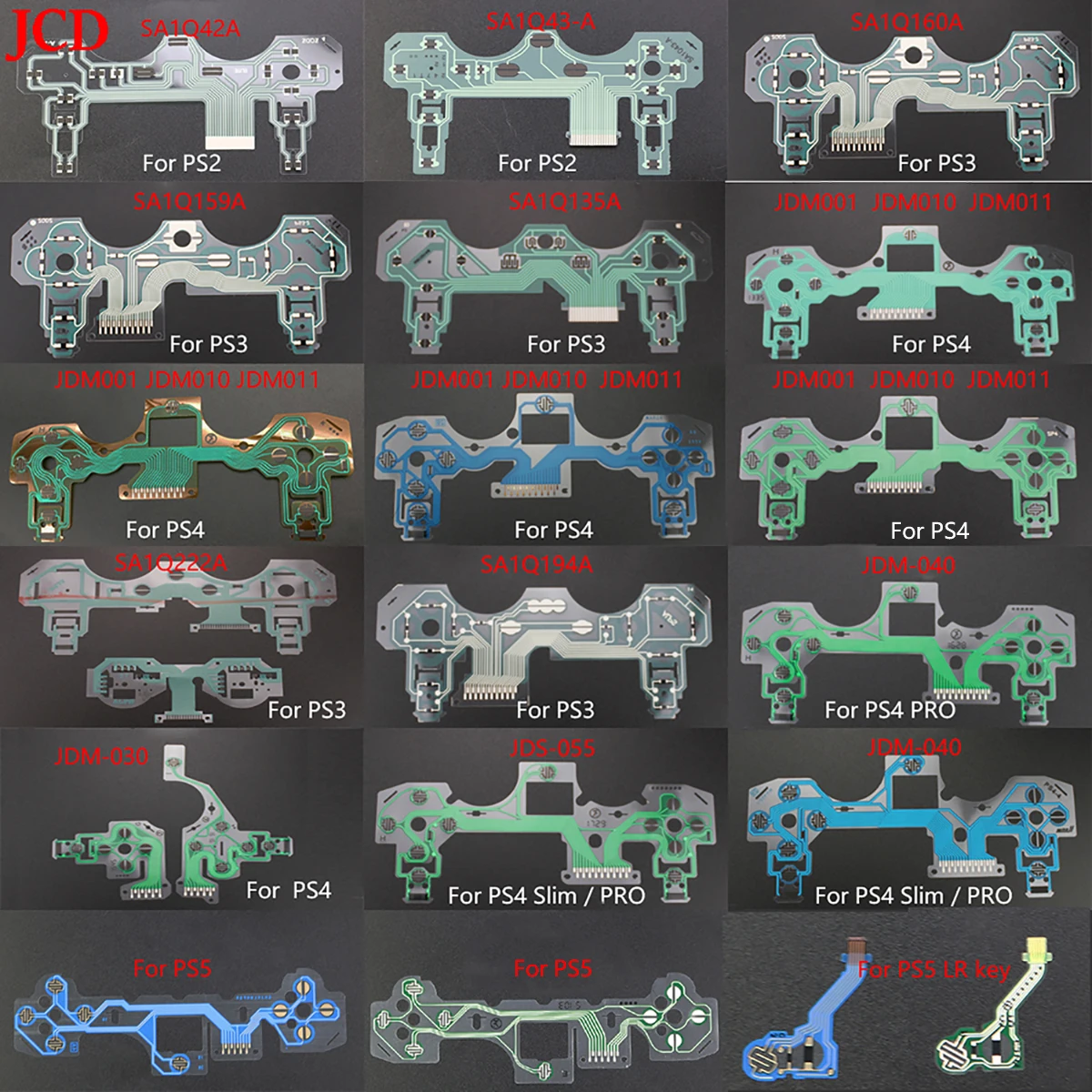 

JCD 1 Pcs Buttons Ribbon Circuit Board for PS2 PS3PS4 Pro Slim PS5 JDM 030 040 Controller Conductive Film Keypad flex Cable