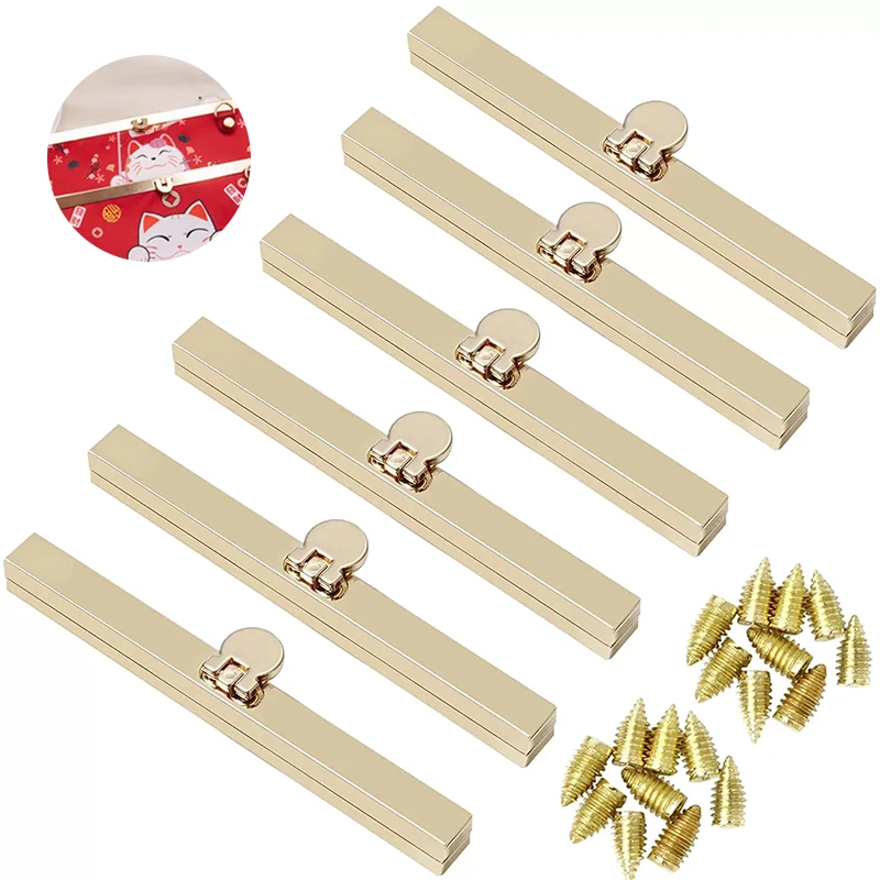 LMDZ 6 Pcs Gold DIY Metal Frame Kiss Clasp Lock ,4.52Inches Bags Metal Clasp Purse Accessories For Purse Making