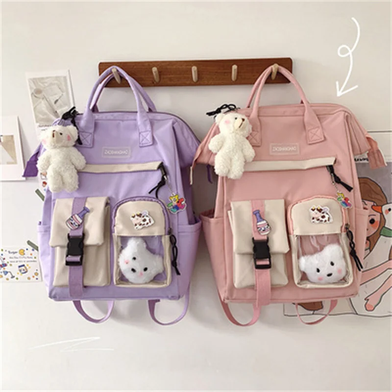 

2021 New Women Nylon Waterproof Candy Preppy Rucksack Fancy Female School Bags For Teenage Girl Cute Travel Backpack