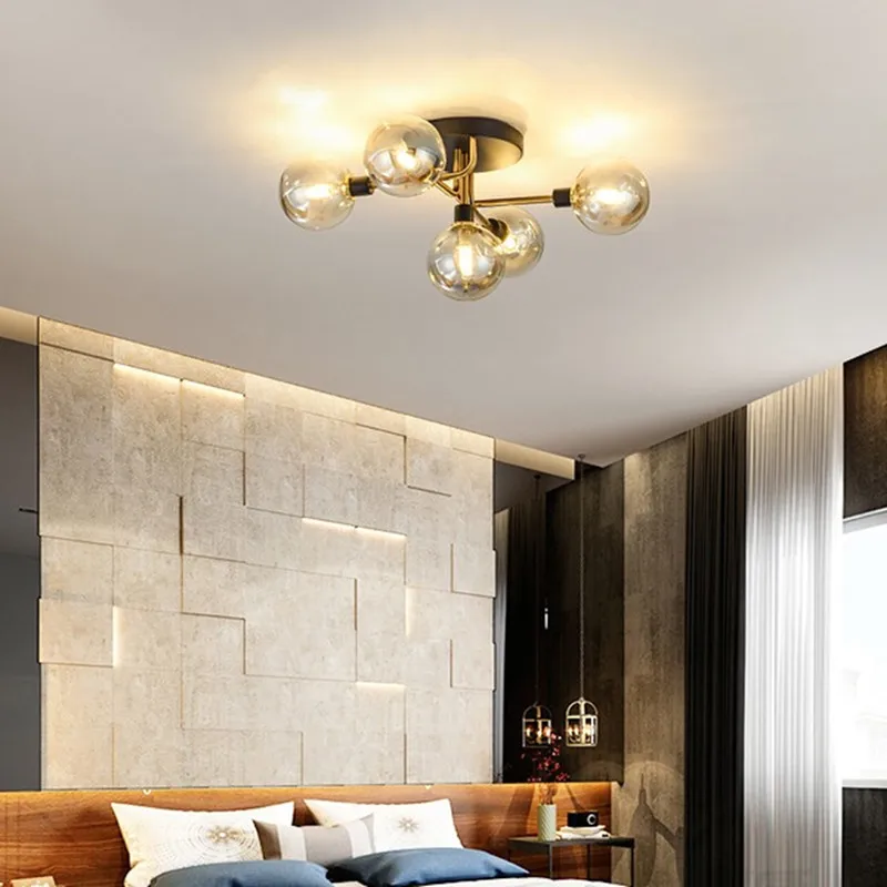 Новая Художественная креативная металлическая стеклянная лампа для спальни