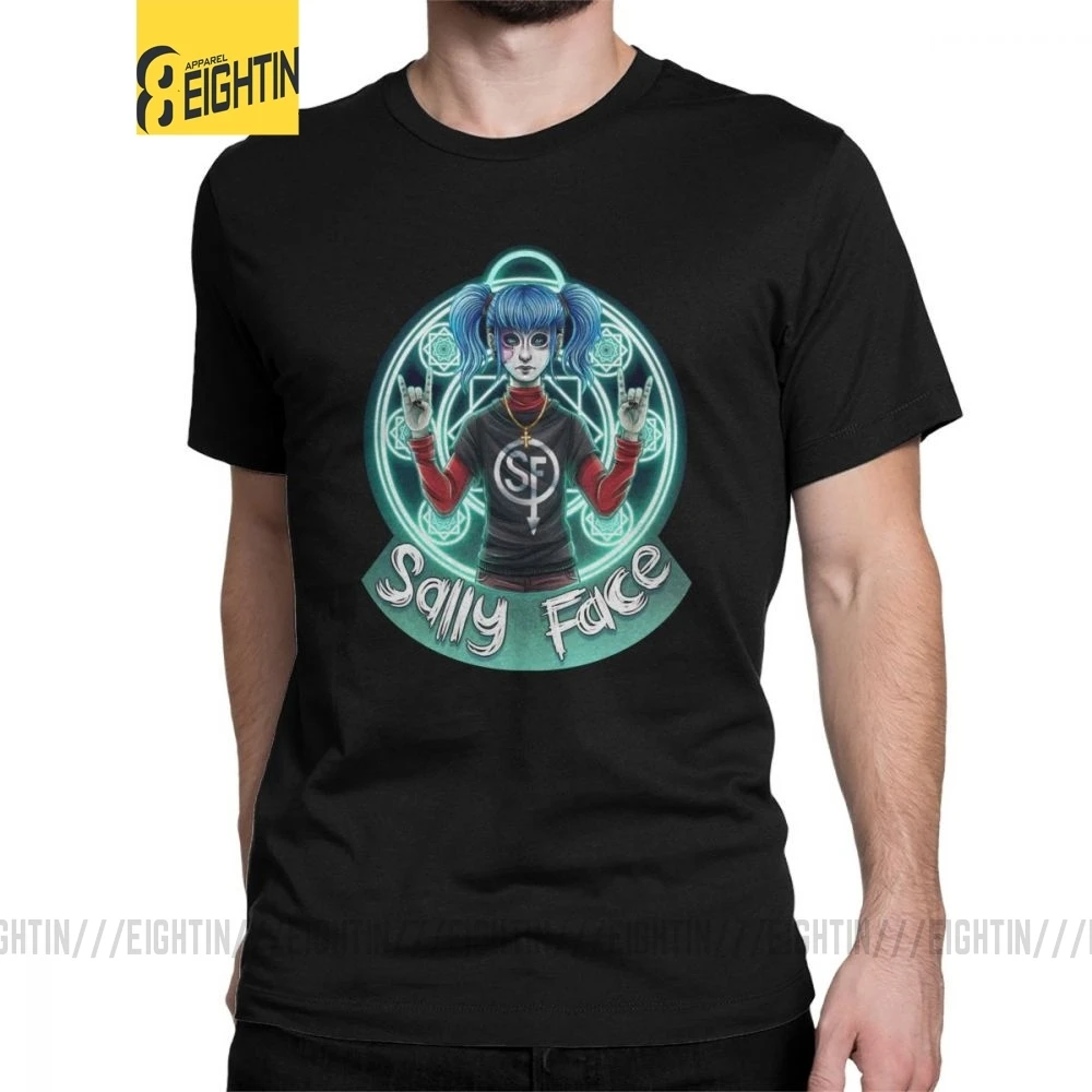 

Vintage Sally Face T-Shirts Men Crewneck Cotton T Shirts Sal Fisher Mask Larry Johnson Game Short Sleeve Tees Plus Size Tops