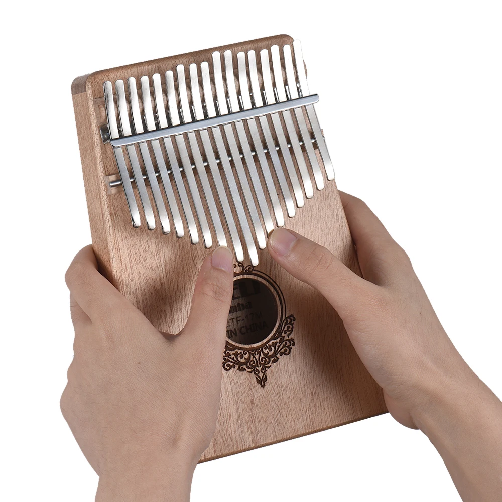 

Kalimba 17-key Portable Thumb Piano Mbira Mahogany Wood with Carry Bag Stickers Tuning Hammer Cleaning Cloth Finger Stall