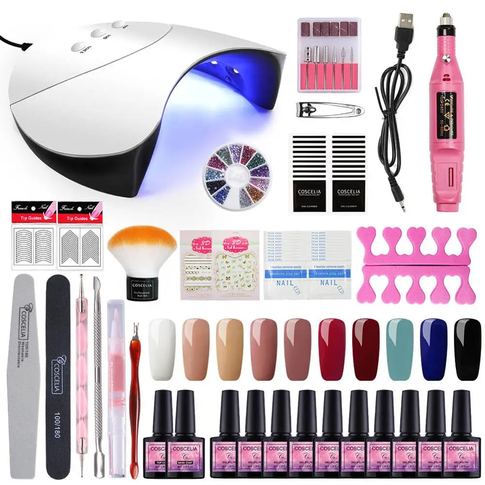 10 colors kit 03 36 Вт УФ светодиодный набор гелевых ламп для ногтей маникюрный набор гель-лаков для ногтей инструменты для дизайна ногтей набор гель-лаков удлинитель кисточки для маникюра - Цвет: 10 colors kit 03