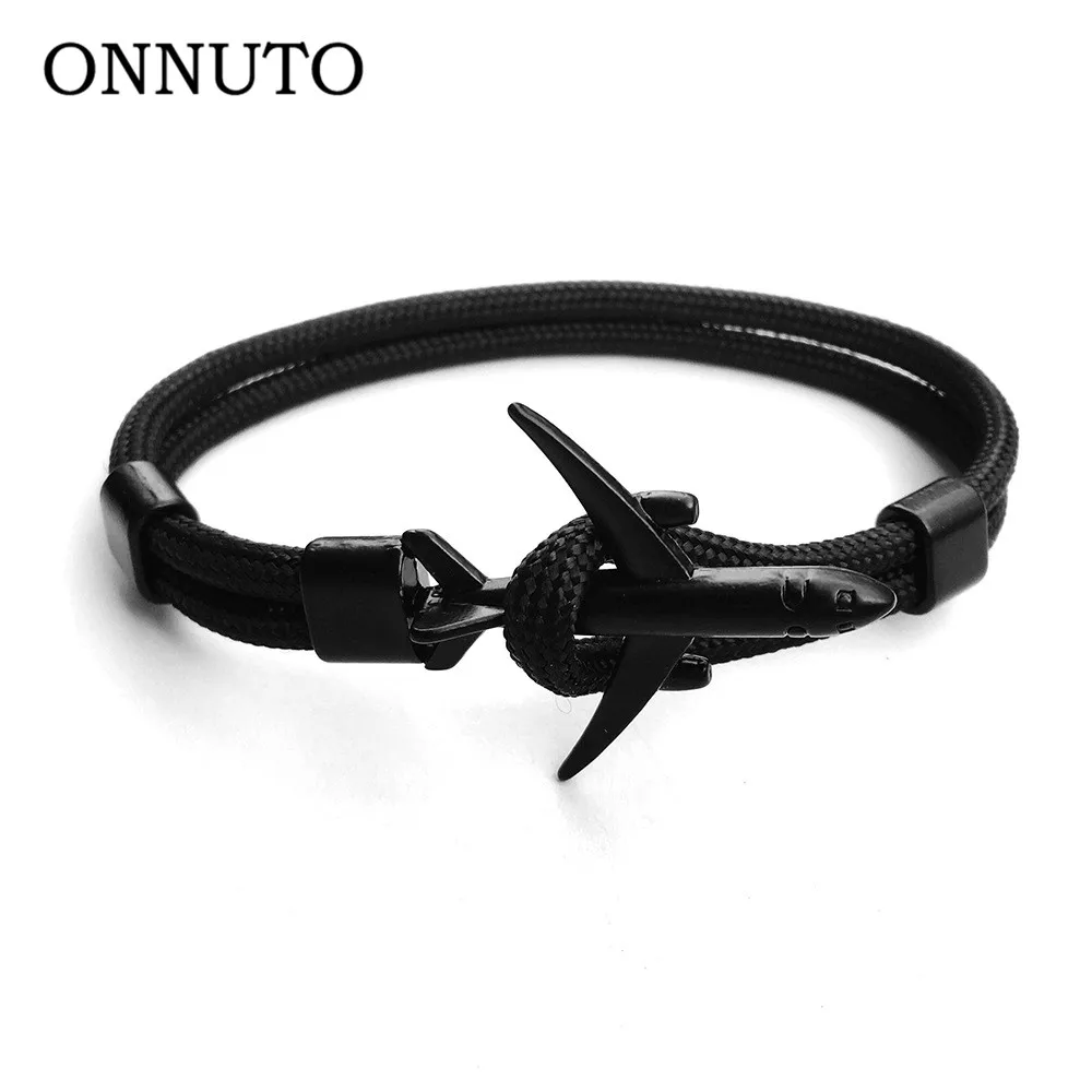 Новый мужской браслет с подвеской в виде самолета Боинга цепочка-браслет веревки