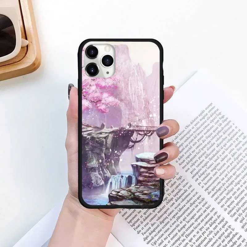 

Pink Cherry blossoms flower pattern Phone Case for iPhone 11 12 pro XS MAX 8 7 6 6S Plus X 5S SE 2020 XR Luxury funda coque