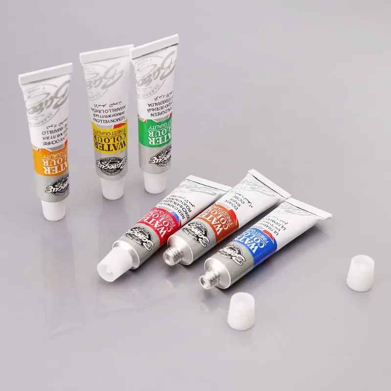 

12 Colors Tubes 6ml Paint Tube Drawing Painting Watercolor Pigment Set With Brush Art Supplies Dropshipping