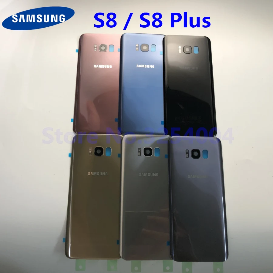 Чехол на заднюю батарейку для samsung Galaxy S8 G950 S8+ G955 S8 Plus Задняя стеклянная крышка корпуса+ клей+ стеклянная рамка для объектива камеры