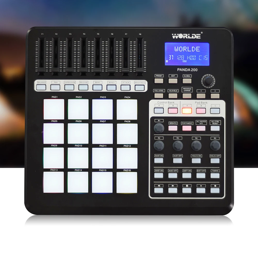 Портативный USB MIDI контроллер PANDA200 16 барабанных колодок с кабелем|Электронный