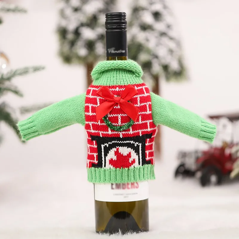 

Christmas Wine Bottle Knitted Sweater Covers Decoration Christmas Party Supplies