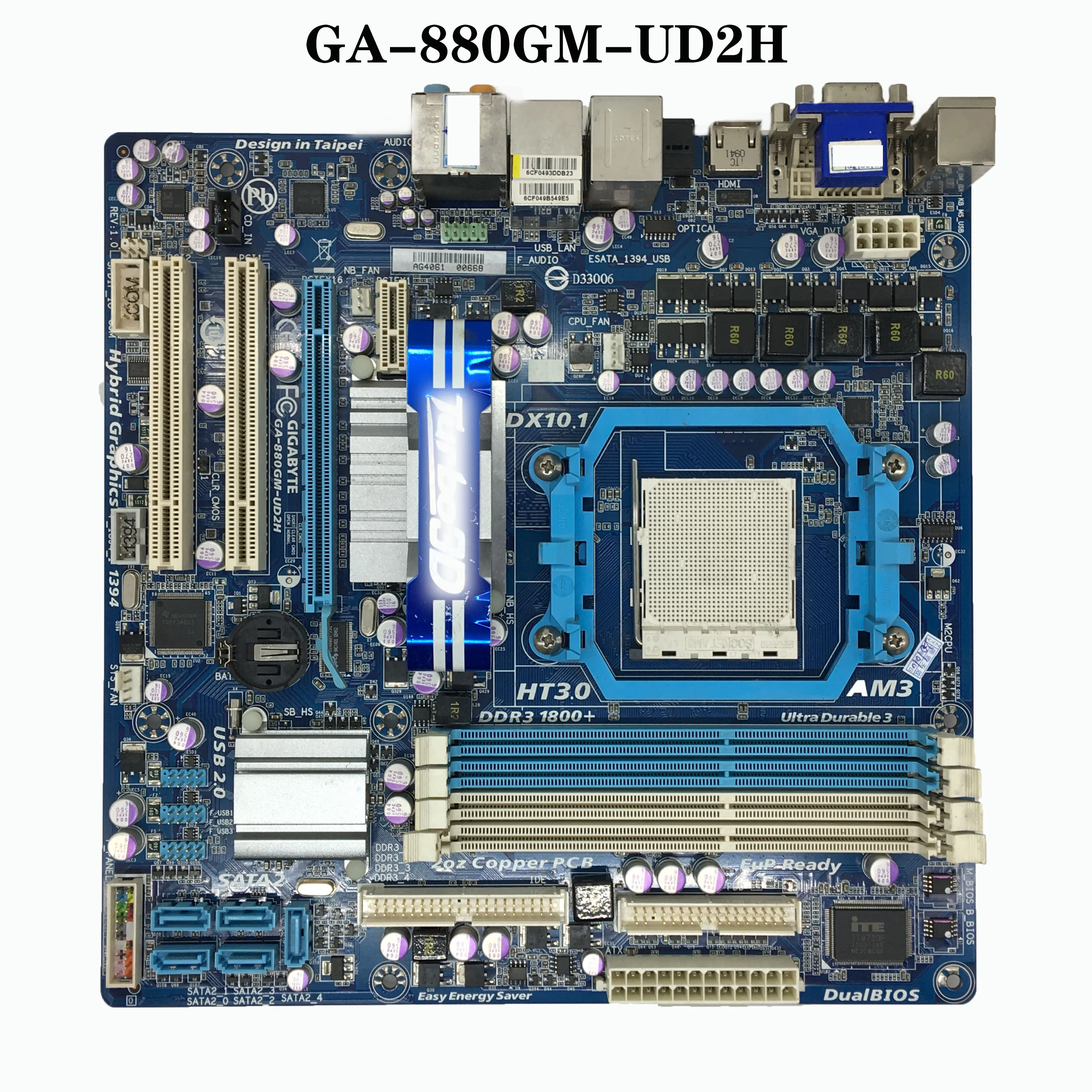 

GA-880GM-UD2H AM3 DDR3 AMD 880G Original Used motherboard