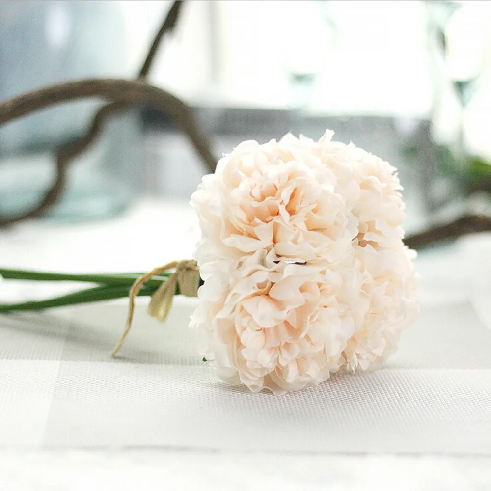 Artificial Silk Fake Flowers Peony Floral Wedding Bouquet Bridal Hydrangea Home Decor Dahlia Rose | Дом и сад