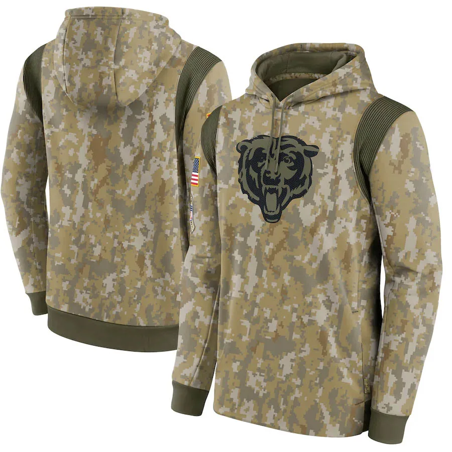 

New camouflage Chicago Sweatshirt Bears 2021 Salute To Service Therma Performance Pullover Quality Oversized Hoodie Olive Camo