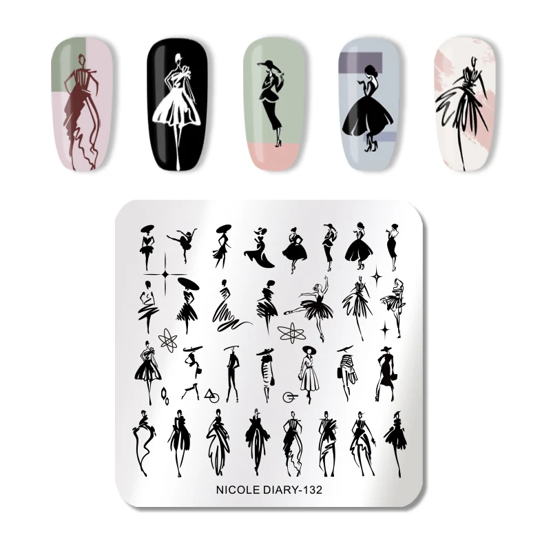 Николь дневник пластины для стемпинга ногтей прямоугольник Геометрические