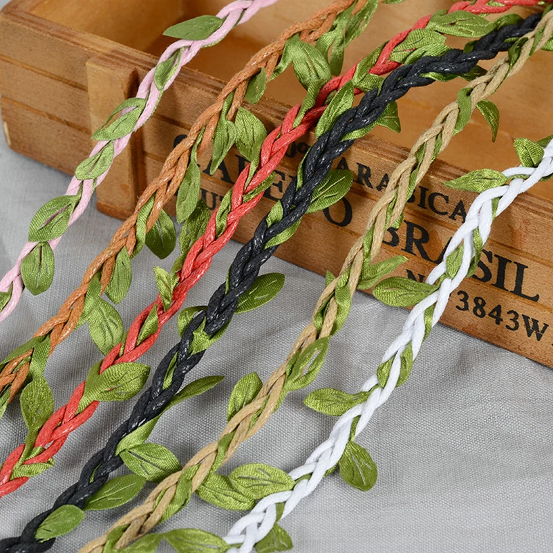 

10 yards/lot Natural Jute Burlap Ribbon Decoration Mori Tie Hemp Rope Artificial Rattan Leaves Bouquet Packaging Decoration Rope