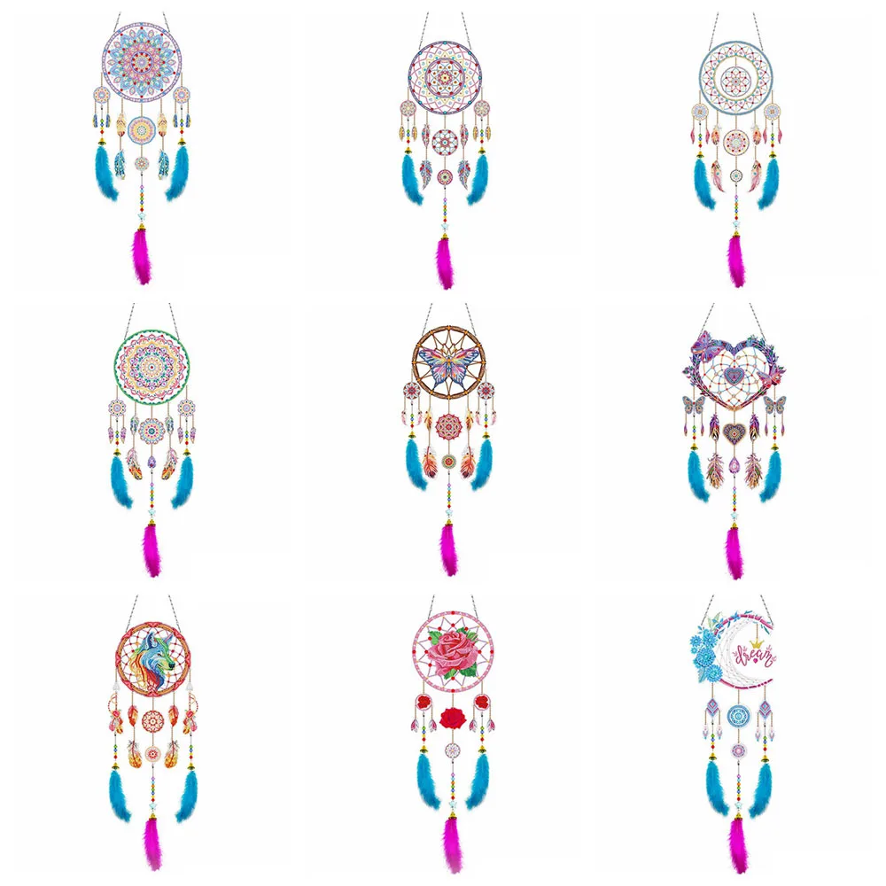 

5D DIY Diamond Painting Dream Catcher Wind Chime Hanging Pendant Special Shaped Diamond Embroidery Mosaic Art Kit Home Decor