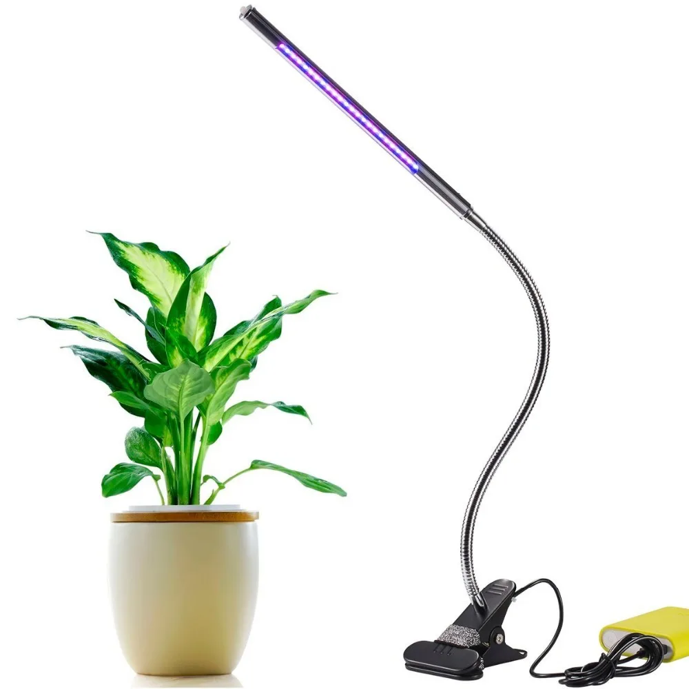 

Topbest LED Grow Light 5W Adjustable 3 Level Red & Blue Light Dimmable Clip Desk Grow Lights Lamp Bulb Clamp Flexible Gooseneck