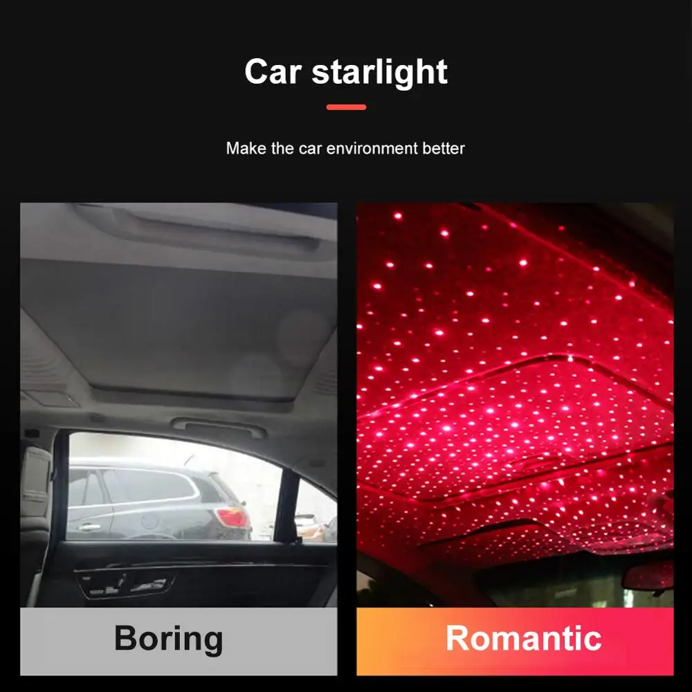 

USB Auto Decoration Light Mini LED Car Roof Star Light Interior Atmosphere Lamp Projector Red Lights