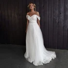 Женское свадебное платье в горошек, с пуговицами, с открытыми плечами