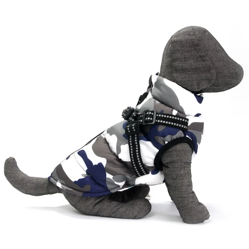 

Pet Winter Dog Clothes Camouflage Warm Jacket Thick Down Dog Cotton Vest With Reflective Traction Buckle Ropa Perro Pet Products