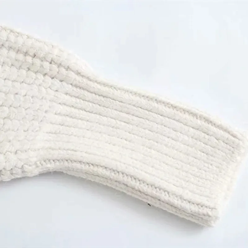 

Za 2020 Woman White Bows Knitted Sweater Winter Ruffle Elegant Pullover Women Autumn Vintage O Neck Long Sleeve Sweater Female