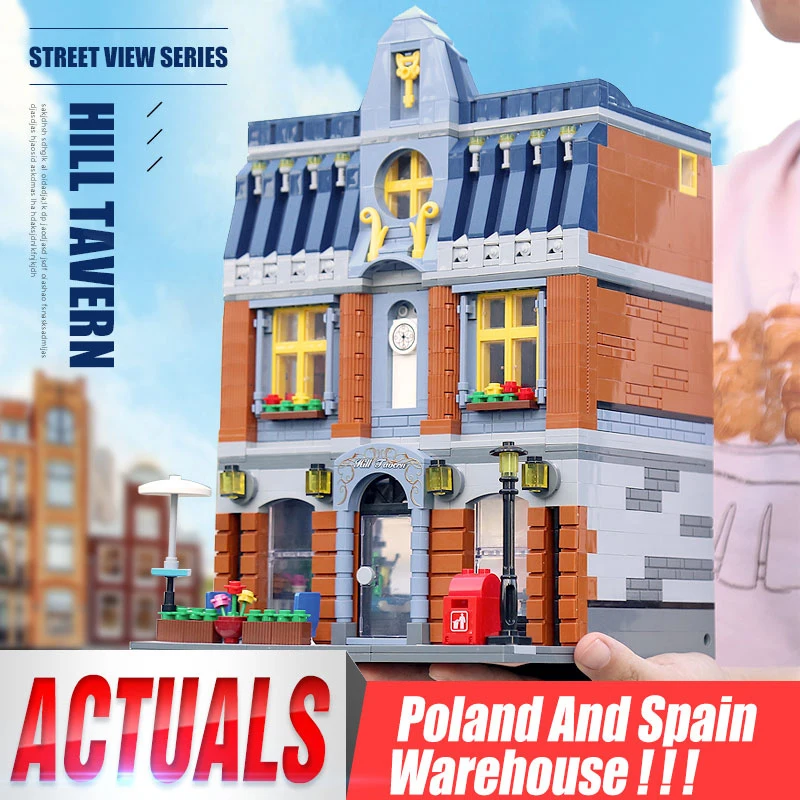 Yeshin 0935 уличные строительные игрушки совместимые с 10224 MOC Hill Таверна модель блоки