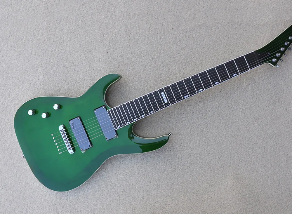 

Left Handed Dark Green 7 Strings Electric Guitar with Chrome Hardware,Rosewood Fretboard,Provide Customized Service