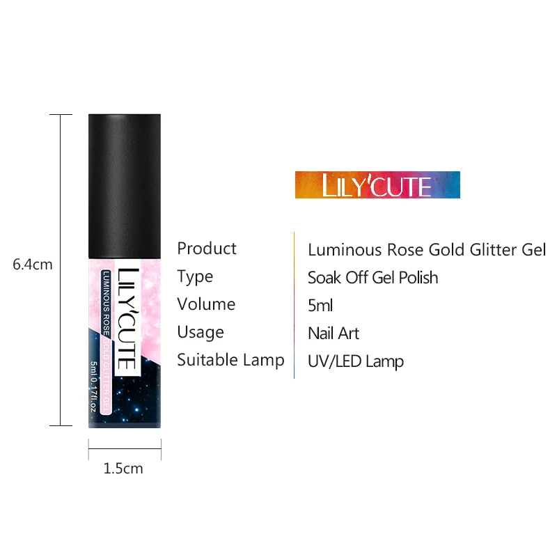 

LILYCUTE Luminous Rose Gold Nail Gel Polish Night Glow In Dark Fluorescent Varnish Semi Permanent Soak Off Nail Art Gel Varnish