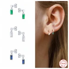GS 925 стерлингового серебра красочные циркон браслеты с подвесками, серьги со шпилькой, для женщин, крошечные пирсинг уха шпильки простой в стиле панк-рок, свадебные украшения