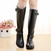 2021 new rain boots waterproof flat shoes womens black water fashion zipper rain boots high zipper non slip womens pvc comfort
